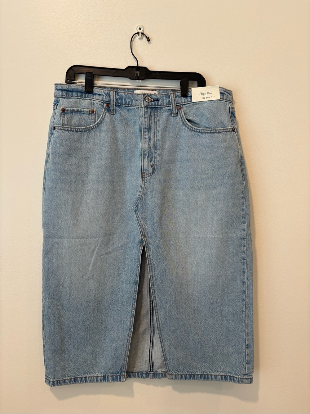 Abercrombie & Fitch Light Blue Denim Skirt with Front Slit